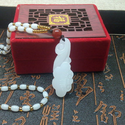 天然阿富汗玉石吊坠 昆仑羊脂白玉灵芝如意挂件玉坠 包邮