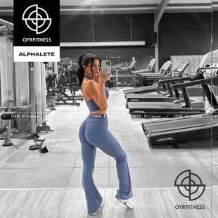 ALPHALETE女AURA FOLDOVER FLARE高腰显臀喇叭长裤