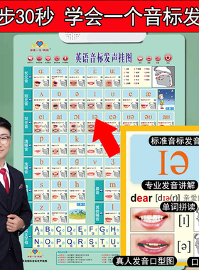 美式发音48个英语国际音标有声挂图小学生音标入门26字母自然发音