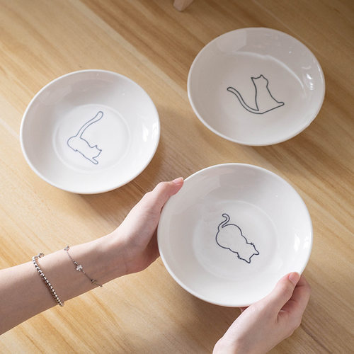 硅胶防滑陶瓷猫碗宠物专用食碟