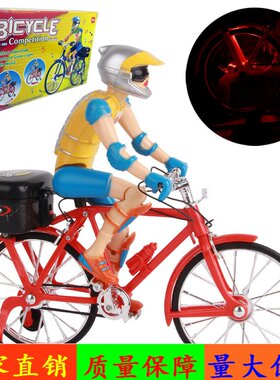 电动公仔骑自行车 电动人物骑车 儿童音乐发光玩具 地摊货源热卖