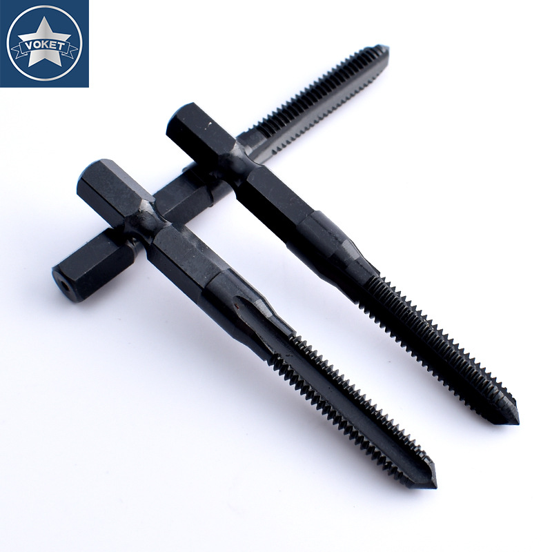 手电钻六角柄直槽丝锥攻 公制钢铁用气动电动攻牙M3M4M5M6M810M12