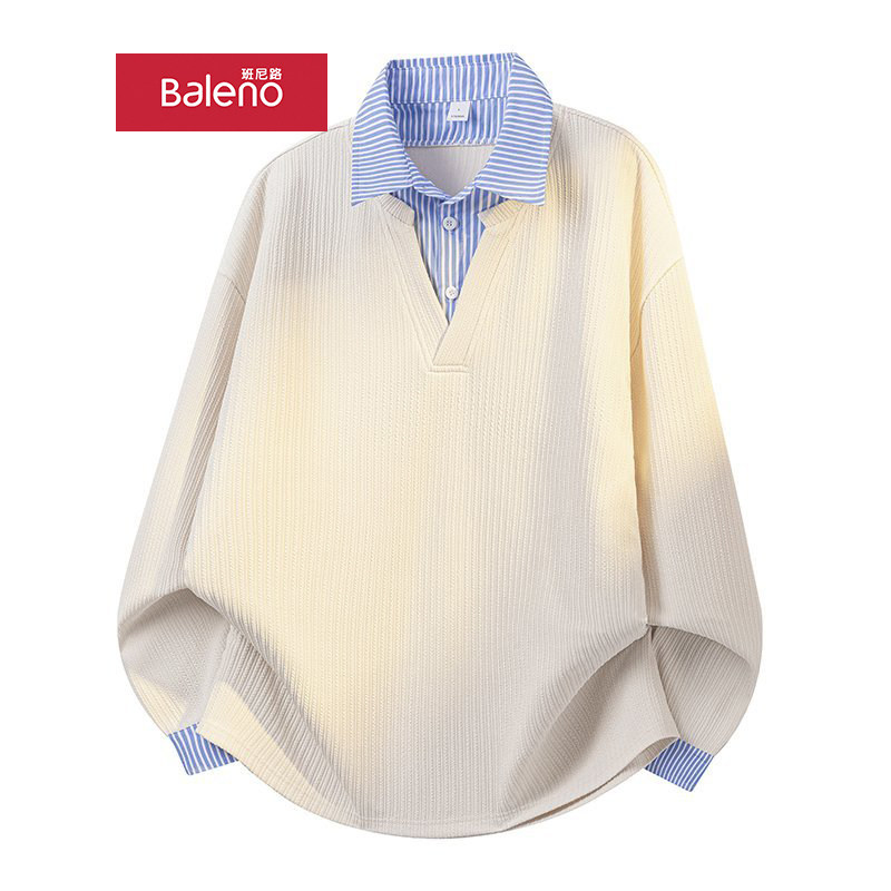 班尼路肌理感衬衫领卫衣男春秋季2026假两件外套翻领宽松帅气上衣,男装,卫衣,淘宝优惠券,粉丝福利购,淘宝优惠卷