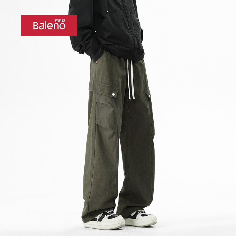 班尼路美式高街工装裤男2026春秋季潮牌纯棉休闲裤百搭直筒长裤子,男装,时尚工装裤,淘宝优惠券,粉丝福利购,淘宝优惠卷