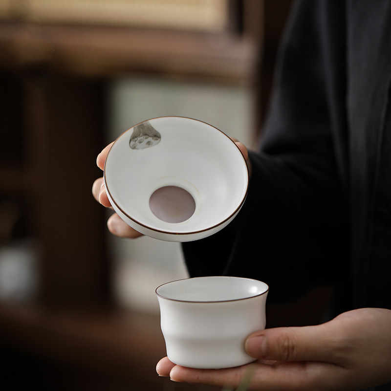 茶具配件茶滤茶漏定窑过滤网陶瓷图片