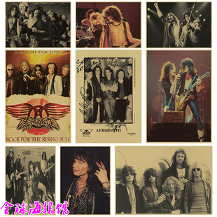 Aerosmith 空中铁匠 摇滚乐队 复古怀旧牛皮纸装饰海报招贴墙画芯