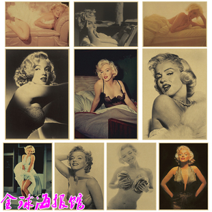 Marilyn Monroe梦露电影性感明星复古牛皮纸海报酒吧咖啡厅装饰画