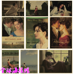 饰画 Jane文艺爱情电影海报复古牛皮纸装 成为简奥斯汀 Becoming