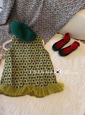 韩国童装2023夏装新款女童碎花无袖连衣裙儿童洋气韩版蕾丝背心裙