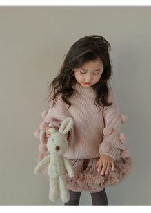 童装铺新品女童球球套头羊毛毛衣＆甜美凸凸裙2023冬季新款女宝宝