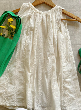 韩国童装2023女童夏季新款洋气宽松无袖连衣裙小女孩气质绣花裙子