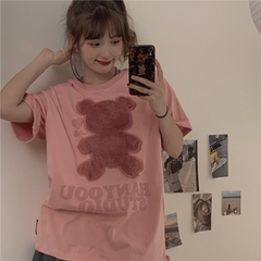 實拍實價 圖案字母已改休閒百搭刺繡卡通字母T恤