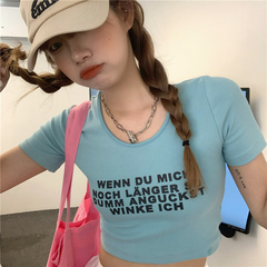 Real price casual versatile short letter printed T-shirt