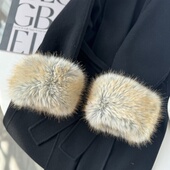 防风袖 仿狐狸毛皮草袖 套保暖松紧扣眼套袖 护手大衣毛毛脚套手圈冬