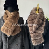 秋冬新款 仿紫貂毛皮草围巾气质中款 加厚保暖毛绒围脖女轻奢高级感