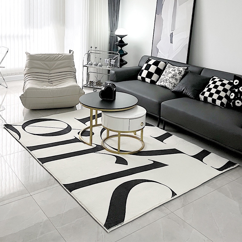 简约ins风客厅沙发茶几全铺地毯家用卧室床边毯仿羊绒房间地毯