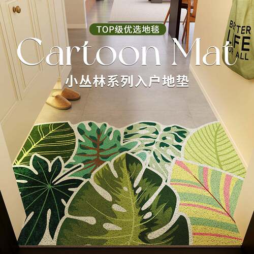 丝圈进门地垫清新入户大门垫玄关家用可裁剪定制脚垫耐脏防滑地毯