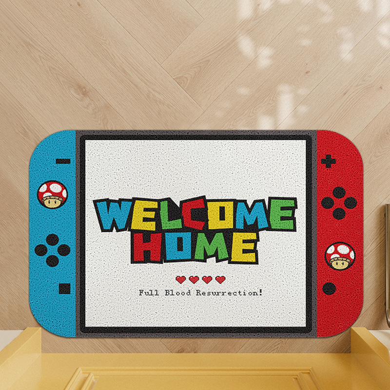 创意入户门地垫丝圈家用进门脚垫卡通游戏机门垫玄关防滑除尘地毯