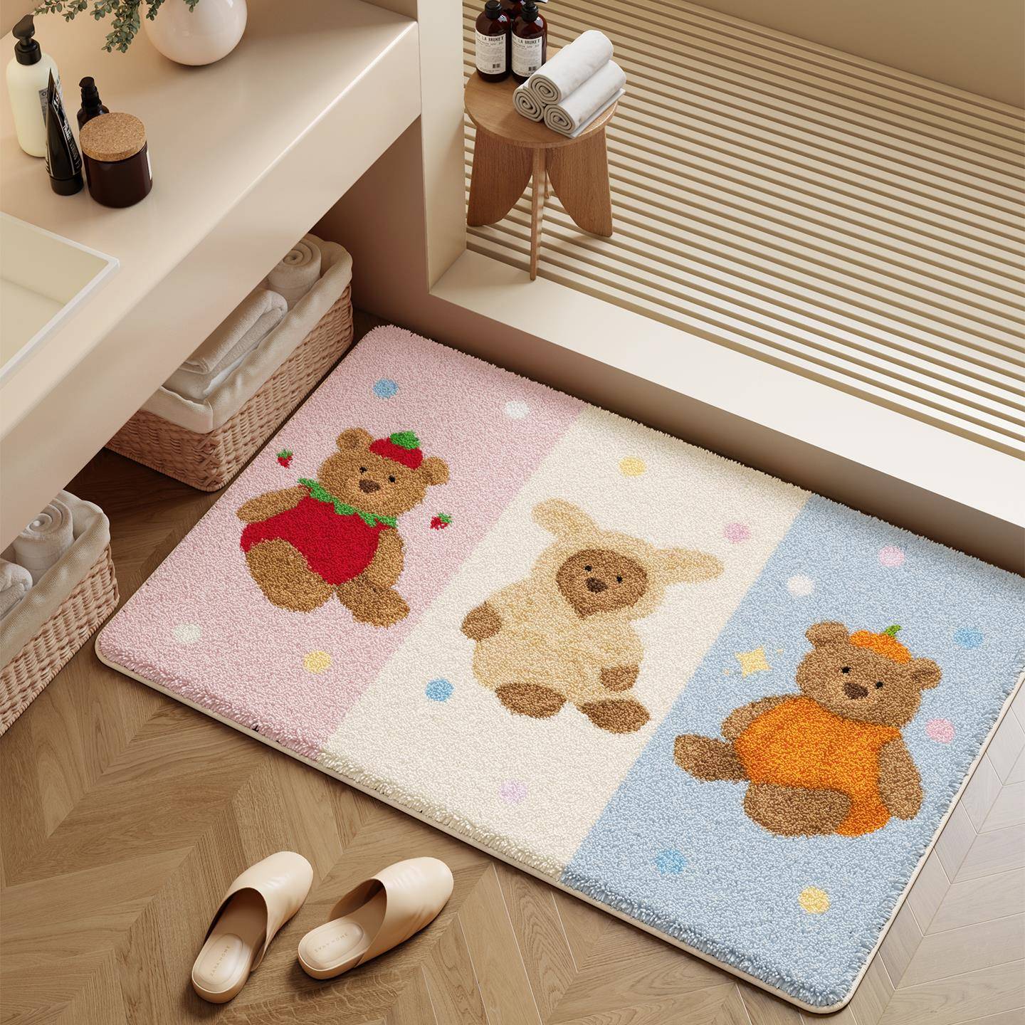 可爱卫小Q2510280狗仿羊浴室垫防滑生间垫地洗手间厕所绒门口专用