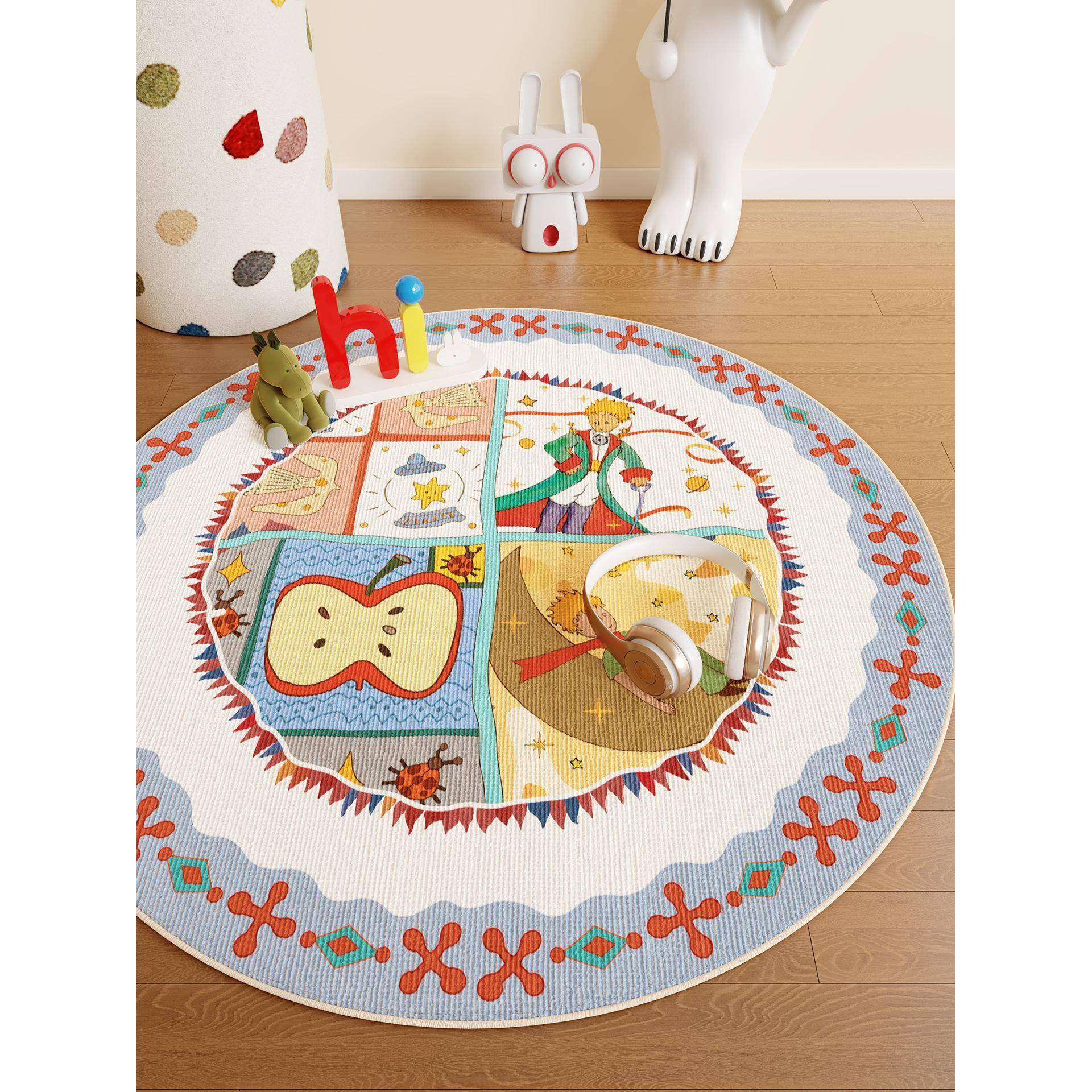 小王圆形毯女男孩Q2509290卧室床边毯孩儿童房装饰布置阅读区子转