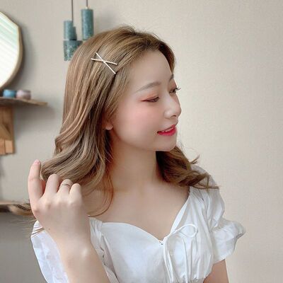 日韩简约一字夹百搭水钻发卡刘海夹碎发夹交叉款边夹侧夹少女发饰