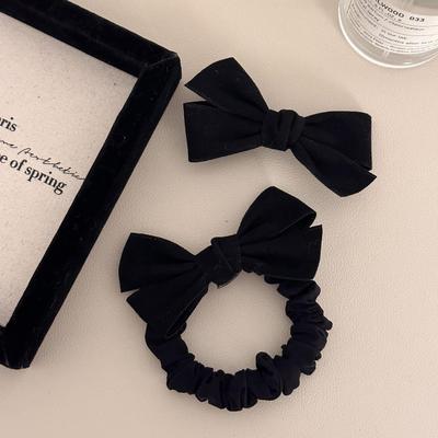 黑色丝绒蝴蝶结发圈~ 复古法式小香风发绳2023年秋冬新款头绳发饰