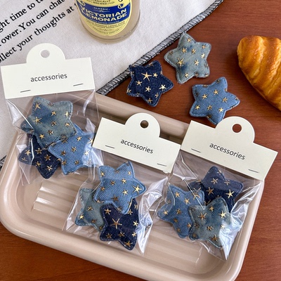 蓝色牛仔五角星发夹发夹