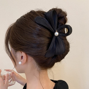 简约高级感褶皱蝴蝶结抓夹新优雅发夹女后脑勺发夹超仙鲨鱼夹