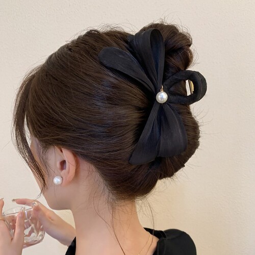 简约高级感褶皱蝴蝶结抓夹新优雅发夹女后脑勺发夹超仙鲨鱼夹