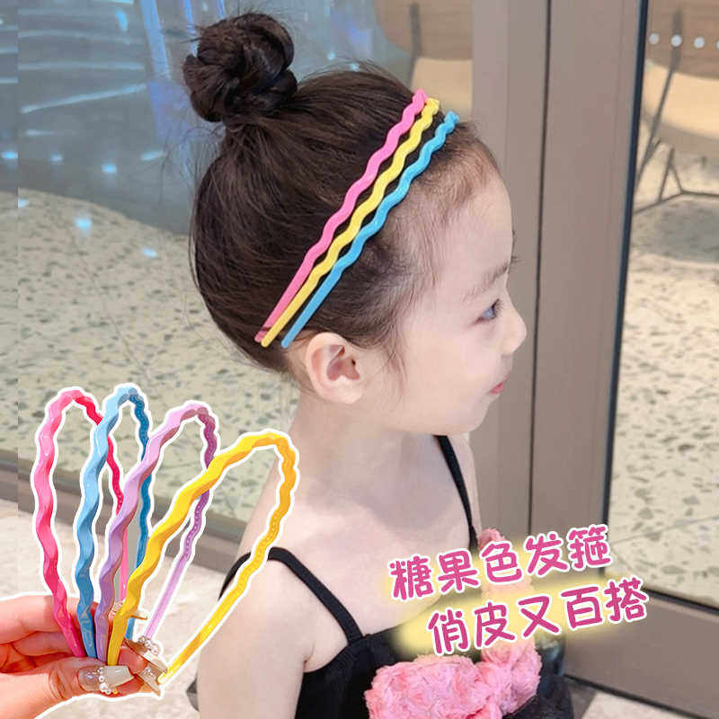 儿童彩色发箍不规则刘海碎发发卡夏季女童简约糖果色头箍女孩头饰