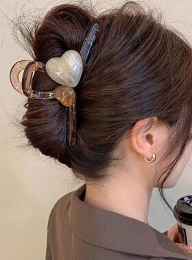 高级感超大号果冻色爱心抓夹女后脑勺盘发鲨鱼夹发卡夹子气质头饰