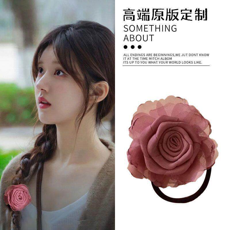 【中国风】明星干枯玫瑰花朵头绳高级感头花皮筋女扎头发圈头发饰