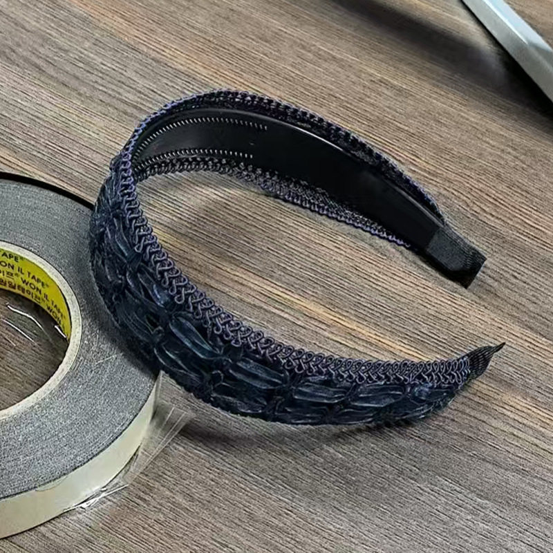 韩国新款花边蕾丝超仙宽边镂空针织发箍带齿头箍女士蝴蝶结发饰