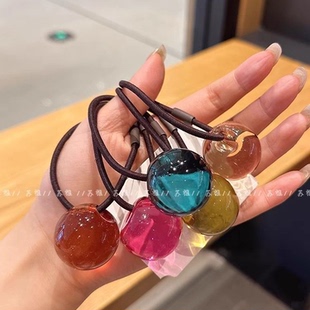 透明果冻球高马尾扎发绳高弹力耐用橡皮筋发圈头绳女网红2024新款