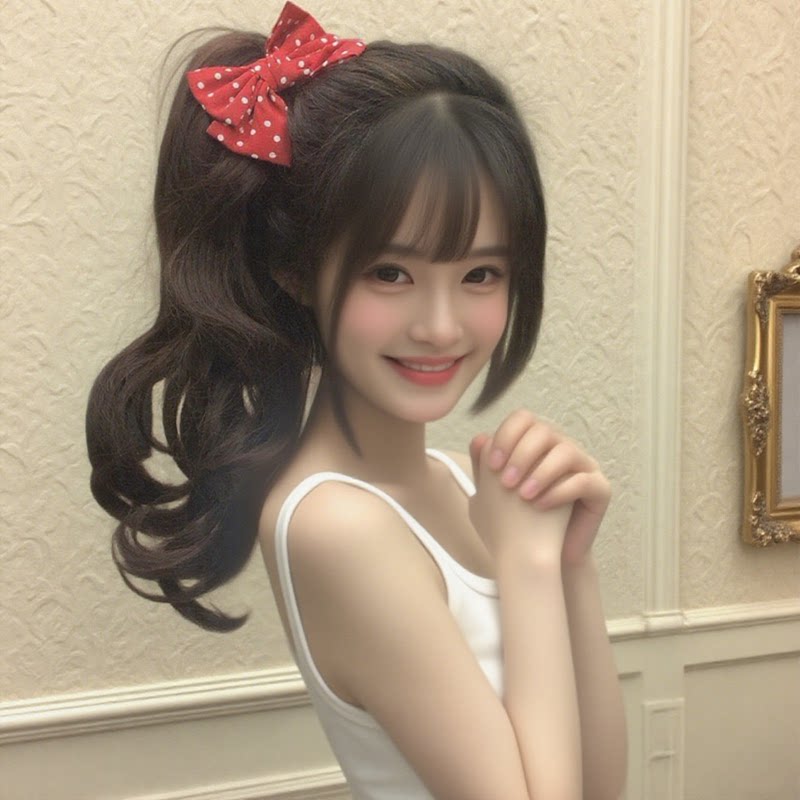 发夹日系少女红色波点蝴蝶结发夹