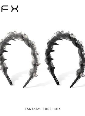 弗弗西FFX简约时尚网纱齿梳发箍晨曦沙雾日常外戴高颅顶发卡头饰