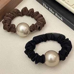 简约气质百搭大珍珠发绳小肠发圈粗皮筋女马尾扎头绳低丸子头发饰