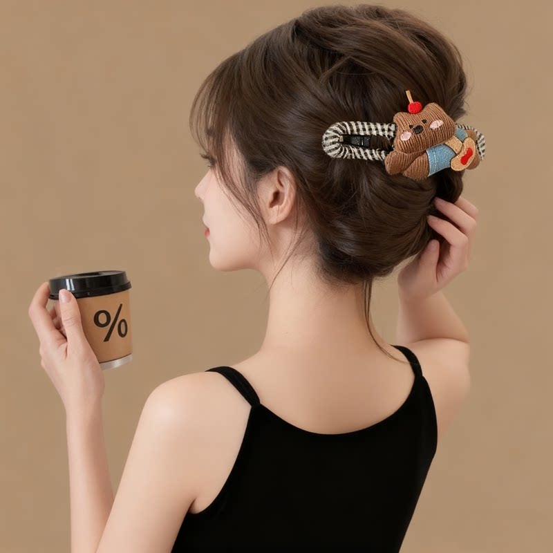 布艺可爱鸭嘴夹发夹女后脑勺盘发神器大号鲨鱼夹一字抓夹发卡头饰