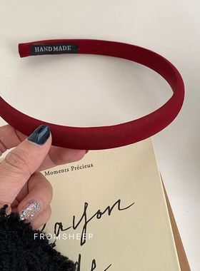 非金属布艺发饰 韩式网红红色细发箍女复古外出春秋ins发卡气质