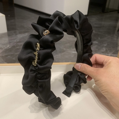 带齿网红蓬松加宽发箍2023字母新款宽边发卡发夹法式高颅褶皱头箍