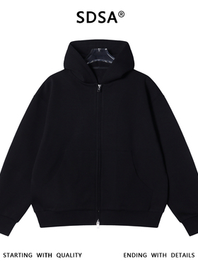 SDSA男士秋冬新款痞帅男装时尚简约纯色拉链连帽卫衣百搭情侣外套