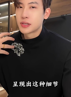 SDSA男士秋冬新款痞帅男装美式高街风手绘十字印花立领长袖T恤潮