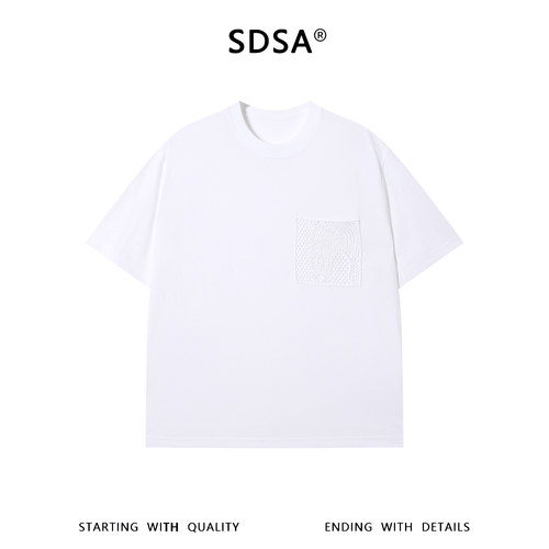 SDSA男装2026新款高贵轻奢极简风纯色针织口袋拼接短袖T恤百搭潮