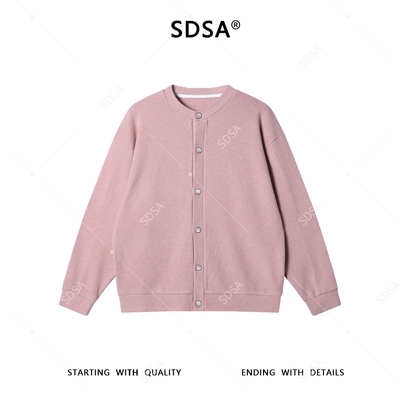 SDSA男士秋冬新款痞帅男装简约时尚纯色纽扣开衫针织卫衣外套百搭