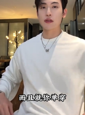 SDSA男士秋冬新款痞帅男装韩版纯色竖纹圆领长袖T恤百搭宽松上衣