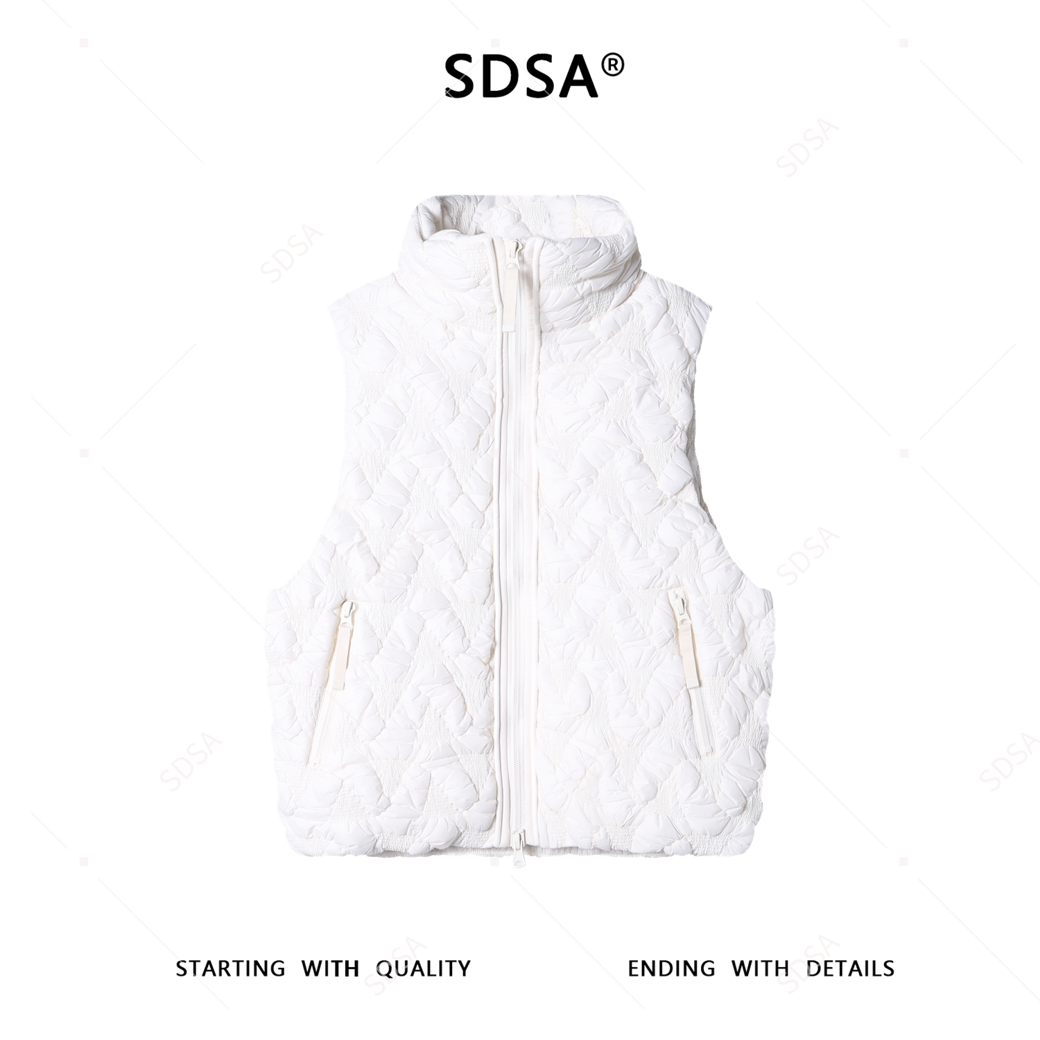 SDSA男士秋冬新款痞帅男装韩版简约鹅绒马甲拉链立领百搭时尚上衣