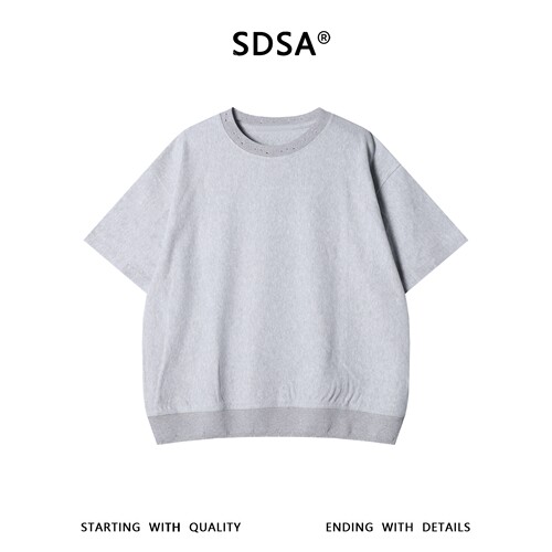 SDSA男装2026新款高贵轻奢时尚简约领口勾破设计圆领短袖T恤百搭
