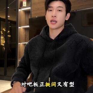 SDSA秋冬新款痞帅男装韩版潮牌线条抽绳连卫衣百搭宽松套头上衣