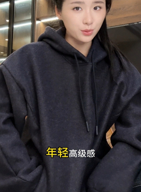 SDSA男士秋冬新款痞帅男装时尚简约纯色抽绳连帽卫衣百搭宽松上衣