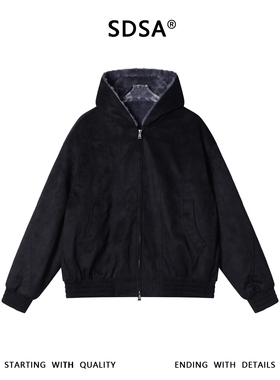 SDSA男士秋冬新款痞帅男装美式复古压线连帽夹克外套百搭时尚上衣